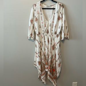 summer white with pattern asymmetrical dress